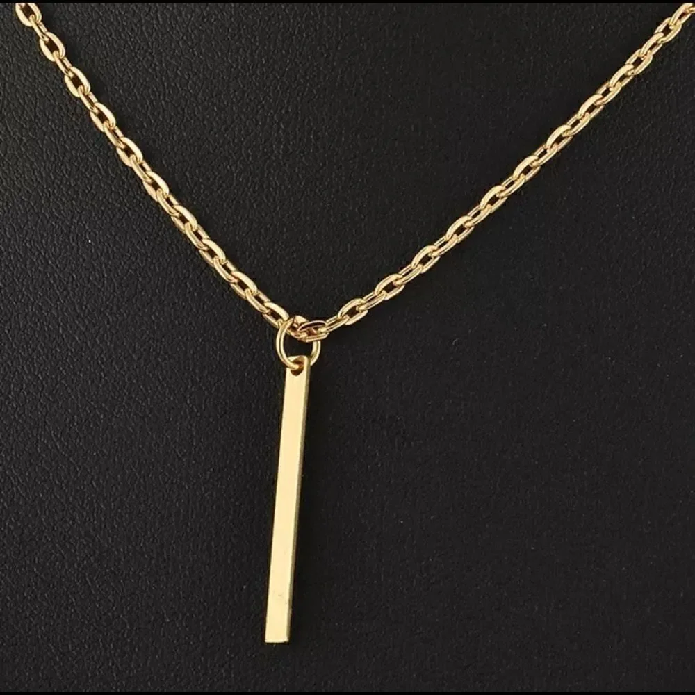 Gold Tone Double Vertical Bar Necklace